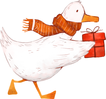 Watercolor Christmas Running Duck