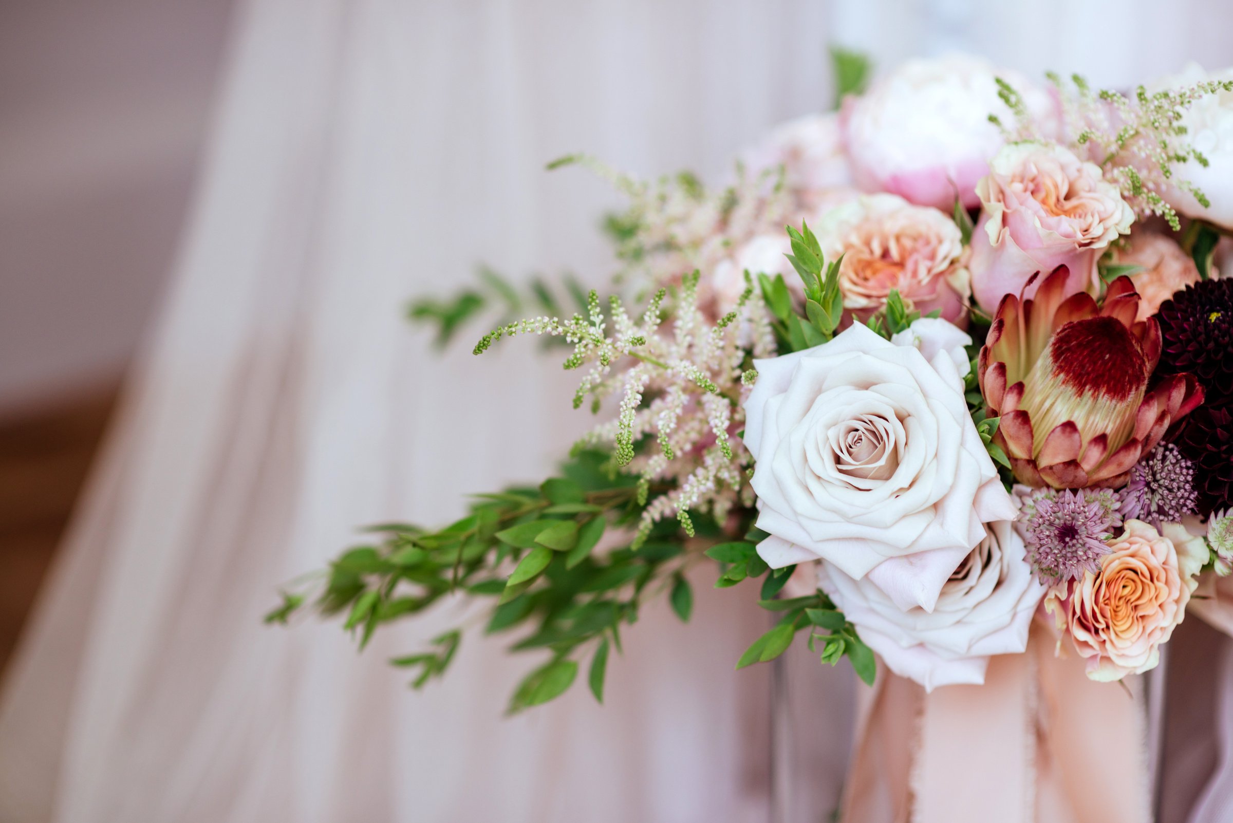 wedding bouquet with rose bush