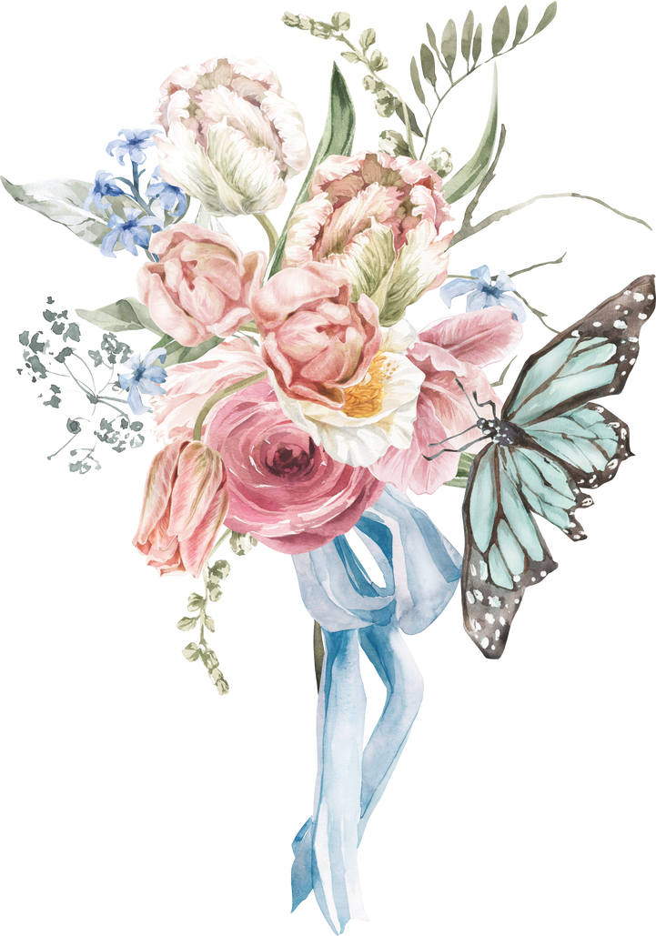 Spring Floral Bouquet Pastel Watercolor Arrangement
